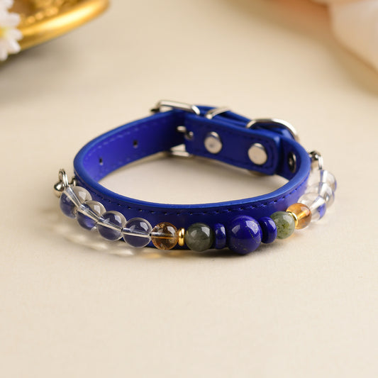 Handmade Natural Crystal Leather Pet Collar for Cats & Dogs | Durable & Stylish Inlaid Genuine Crystal, Calms Anxious Pets & Creates Peaceful Mood, Unique Gift for Small & Medium Sized Dogs and Cats