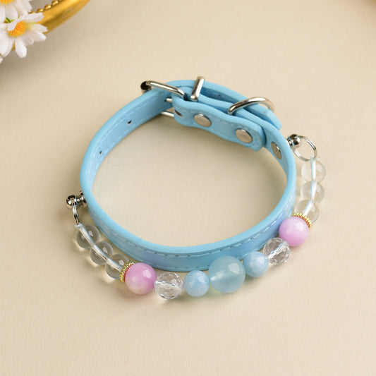 Handmade Natural Crystal Leather Pet Collar for Cats & Dogs | Durable & Stylish Inlaid Genuine Crystal, Calms Anxious Pets & Creates Peaceful Mood, Unique Gift for Small & Medium Sized Dogs and Cats