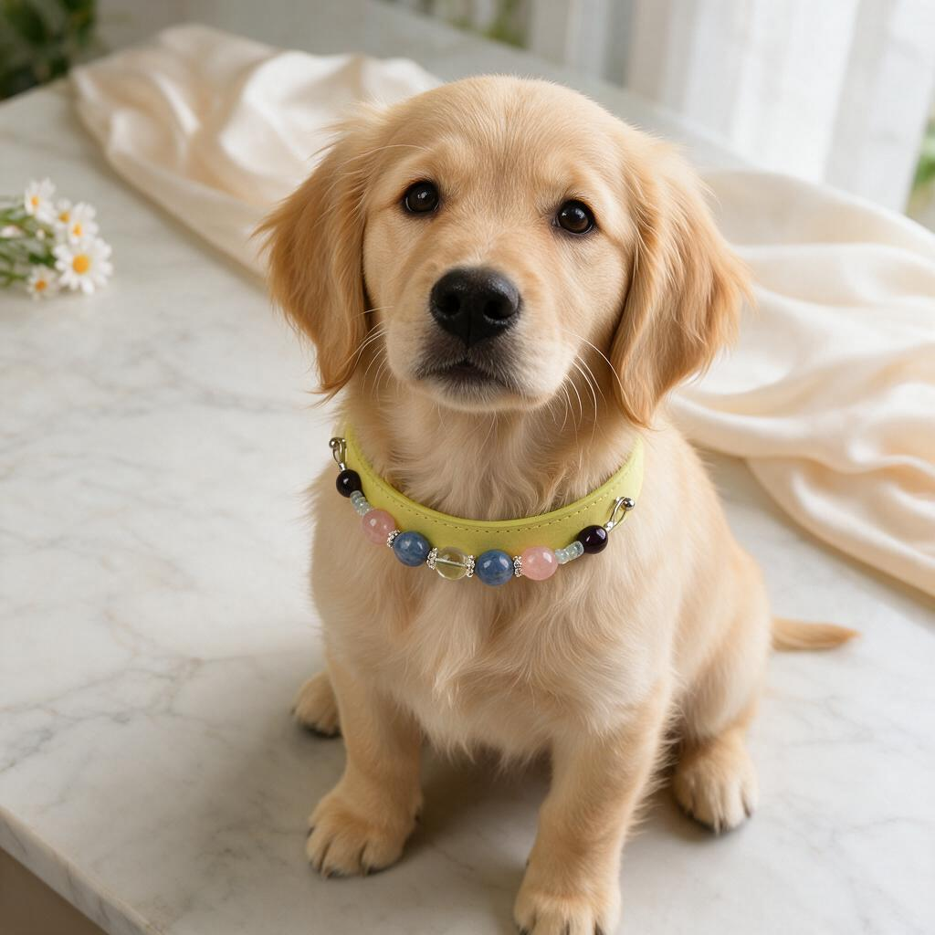 Handmade Natural Crystal Leather Pet Collar for Cats & Dogs | Durable & Stylish Inlaid Genuine Crystal, Calms Anxious Pets & Creates Peaceful Mood, Unique Gift for Small & Medium Sized Dogs and Cats