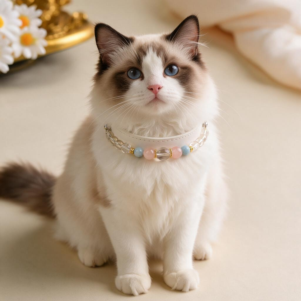 Handmade Natural Crystal Leather Pet Collar for Cats & Dogs | Durable & Stylish Inlaid Genuine Crystal, Calms Anxious Pets & Creates Peaceful Mood, Unique Gift for Small & Medium Sized Dogs and Cats